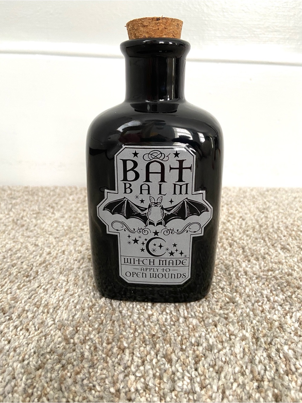 Halloween Apothecary Jar Black Ceramic Bat Balm Potion Bottle Eerie Charm - Picture 3 of 11